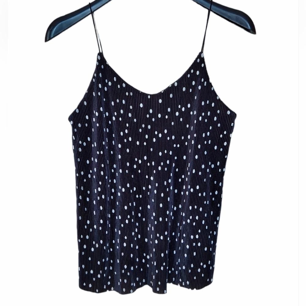 Papermoon Flared Tank Top Womens Size Medium Black Pleated New Stretch